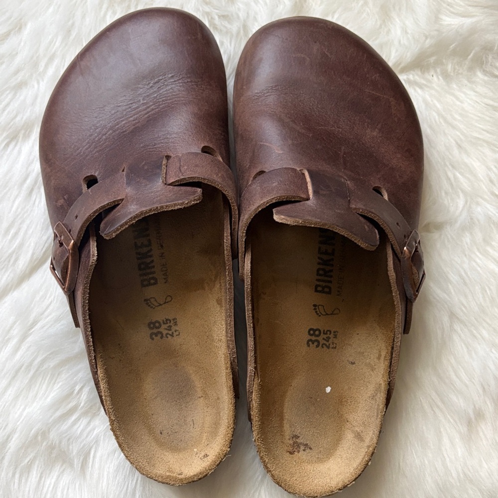 Birkenstock Dark Brown Leather Slip-Ons